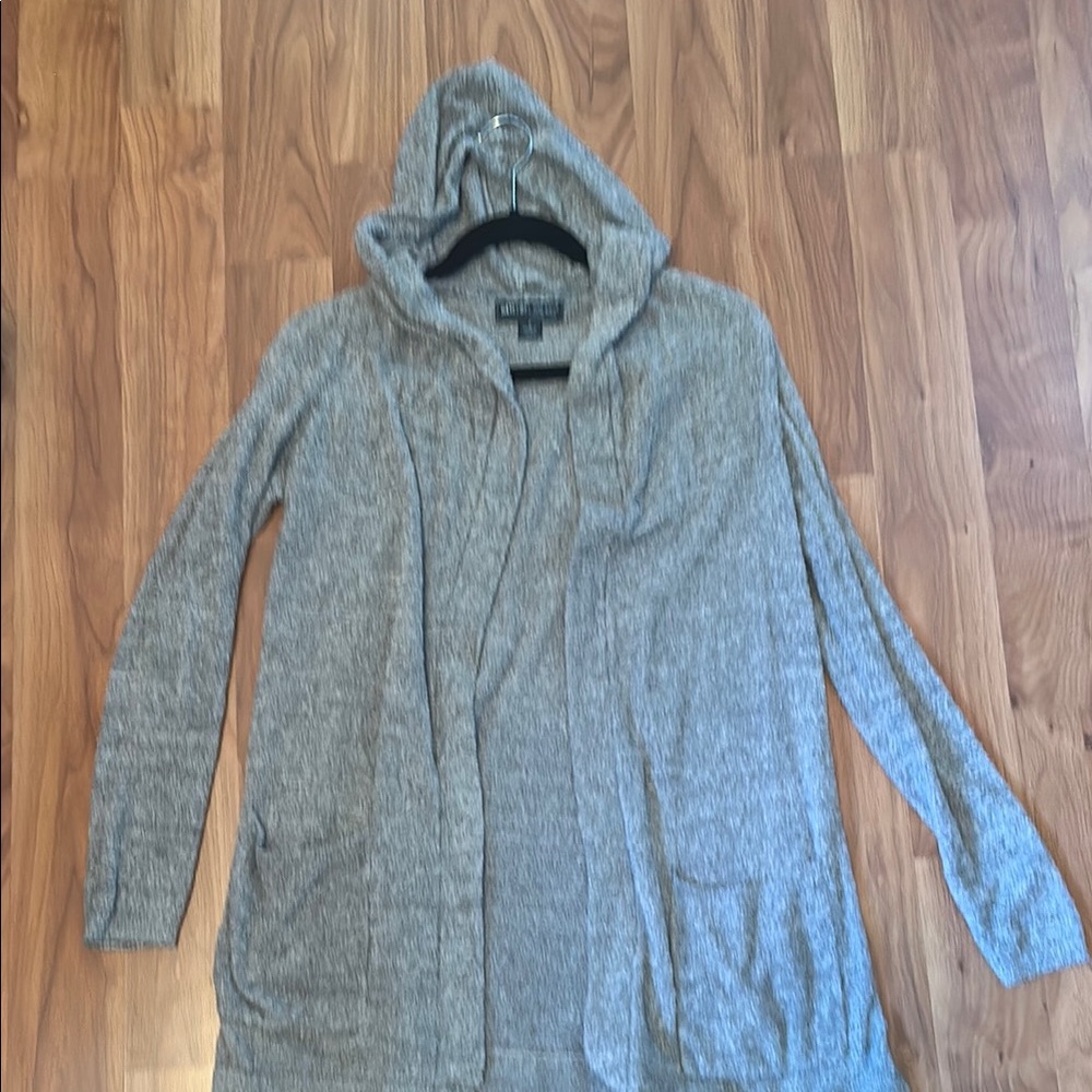 Barefoot Dreams Gray Hooded Cardigan Long Knit Sweater